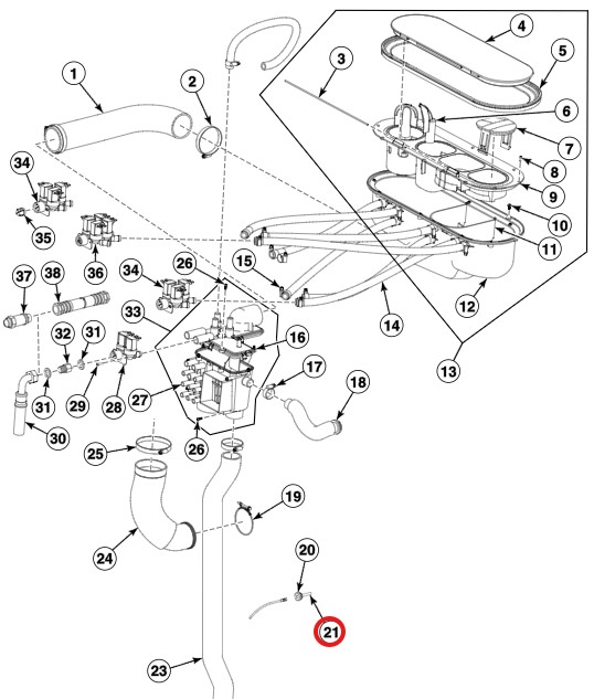 Sonda temperatura lavadora FX‑RX Primus profesional – Ref. 503839 4 Posicion de la sonda en el despiece