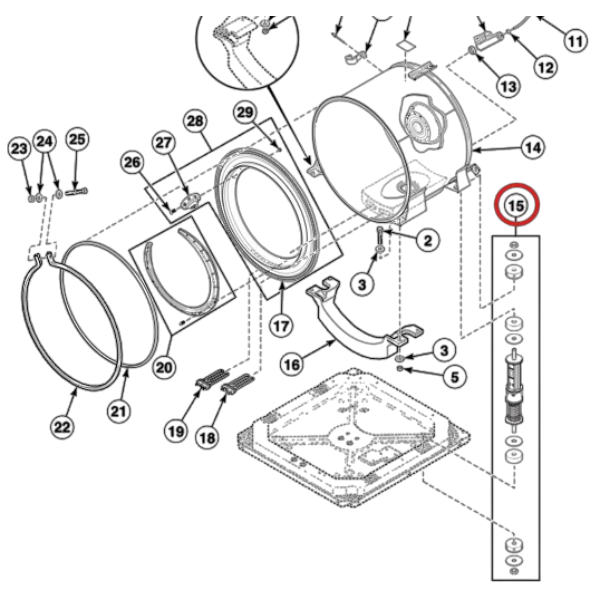 despiece amortiguador lavadora CW10 803777P posicion 15